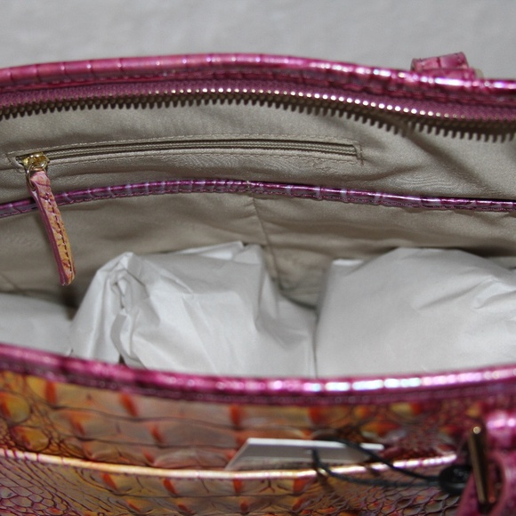 NWT Brahmin Medium Asher Tote Bag Leather Purse Grapefruit Ombre - Picture 7 of 7